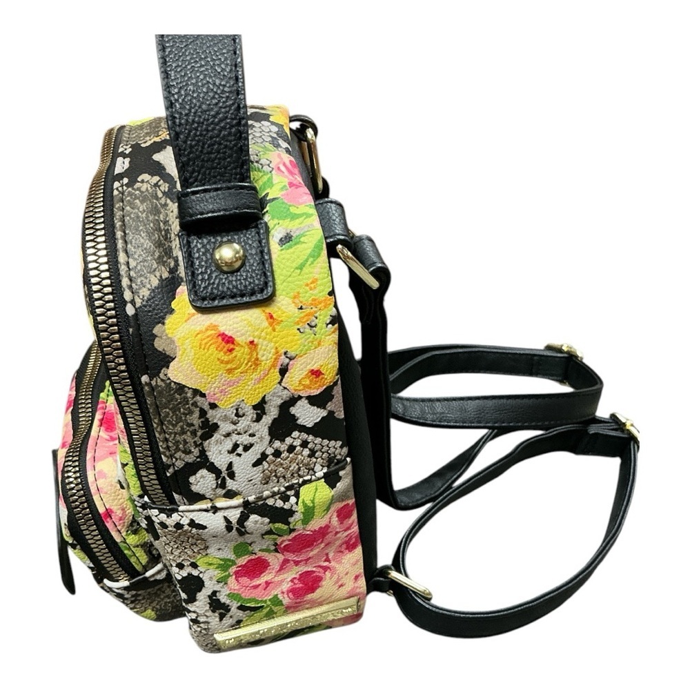 Betsey Johnson - EC - Puppy Face Yellow and Pink Floral Backpack - Picture 2 of 7